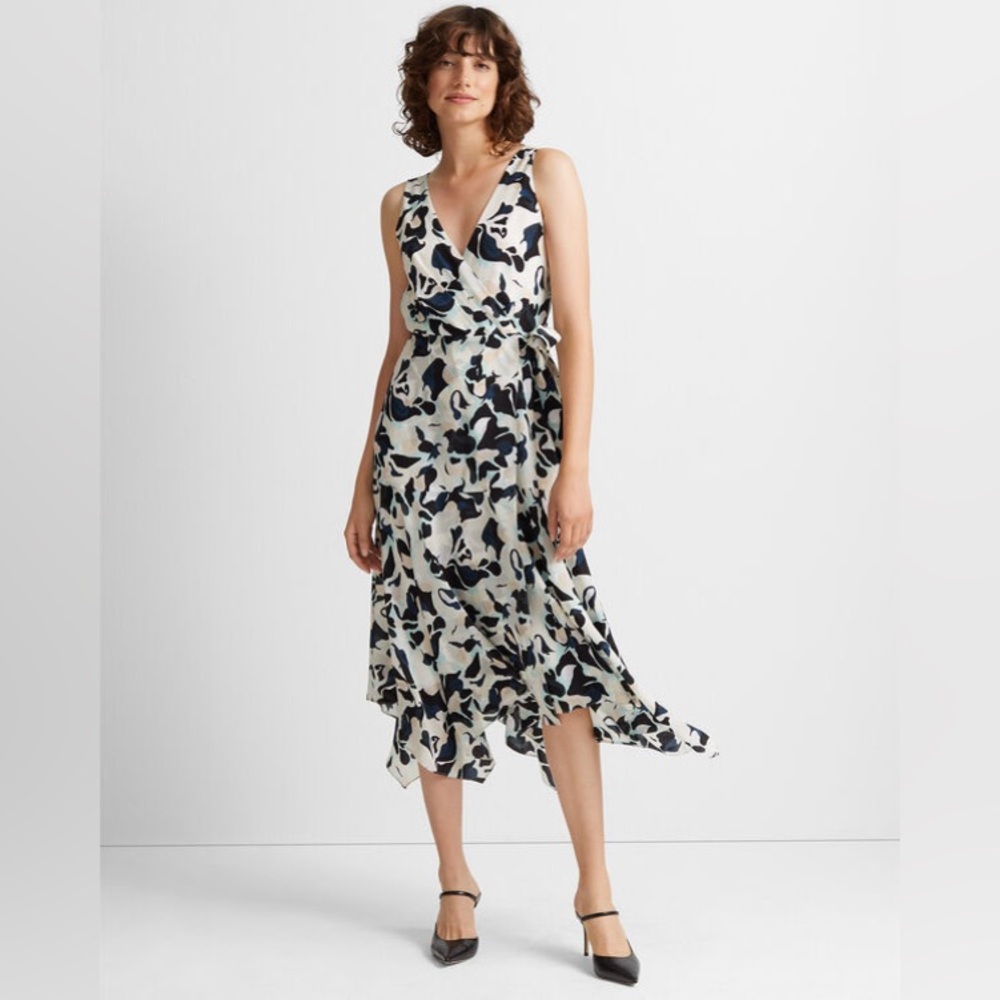 NWT Club Monaco Silk Faux Wrap Tank Dress - Picture 2 of 7